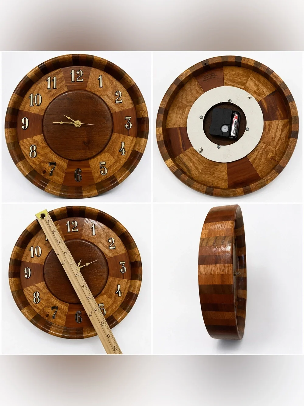 Handcrafted Exotic Wood Unique Artisan-made Wall Clock Battery Operated